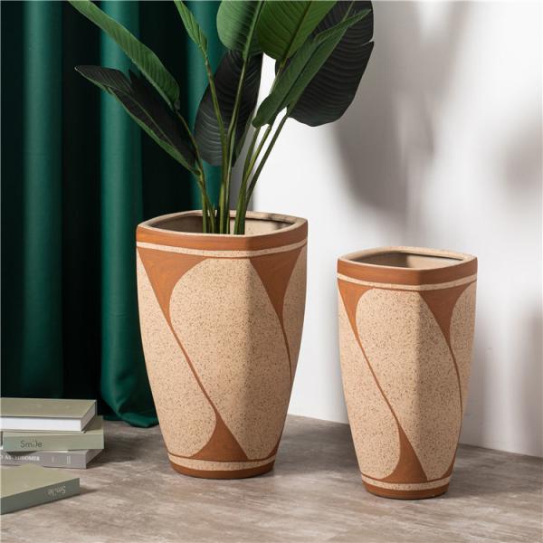 Fancy home balcony decorative planter big floor decor plant pot custom matte black ceramic flower pots