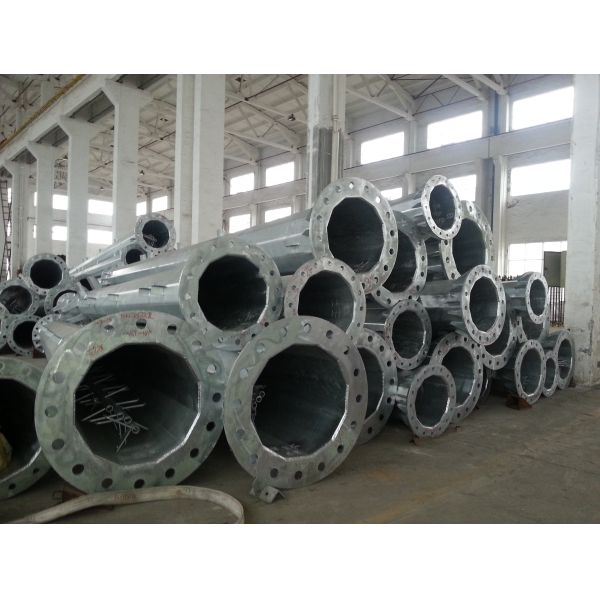 90FT 100FT 105FT Hot Dip Galvanized Pole , Durable Steel Transmission Poles