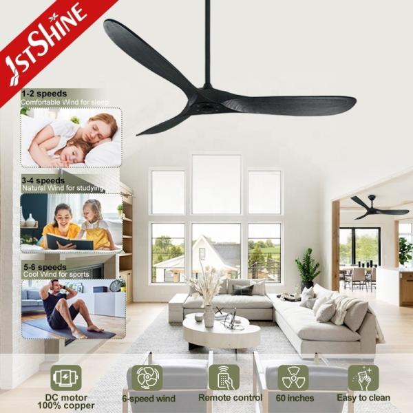 Função de memória de 60 polegadas simples ventilador de teto elétrico para design de madeira moderna