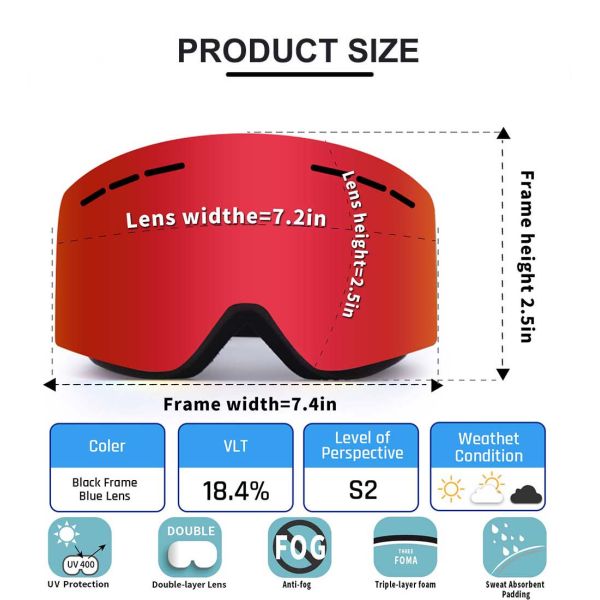 Effortlessly Glide Down the Slopes with Magnetic Ski Goggles and Foam 1/2/3 Layers
