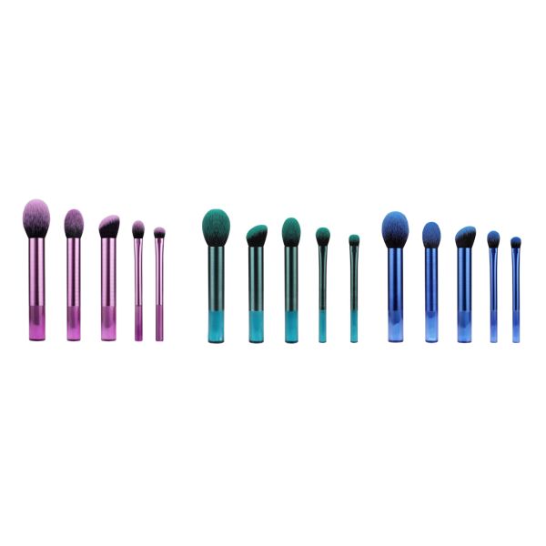 5 Pieces Synthetic Makeup Brushes With Forestry Wood Handle