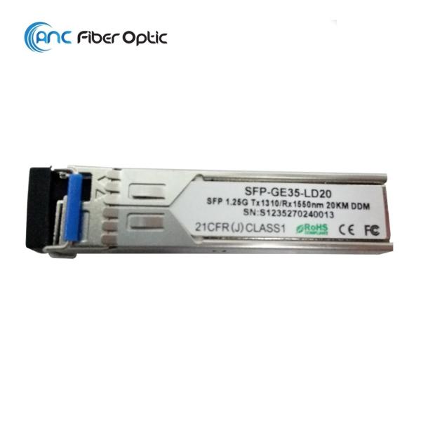 conector ótico do módulo 1310/1490/1550nm 20km 40km 80km LC do transceptor de 1.25G SFP Bidi