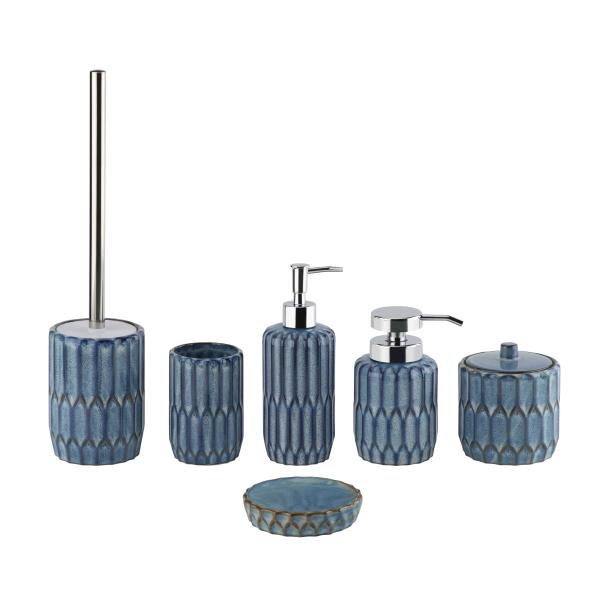 Acessórios de banheiro azul Dispensador de sabão de cerâmica Dispensador de lavagem manual BSCI com padrão