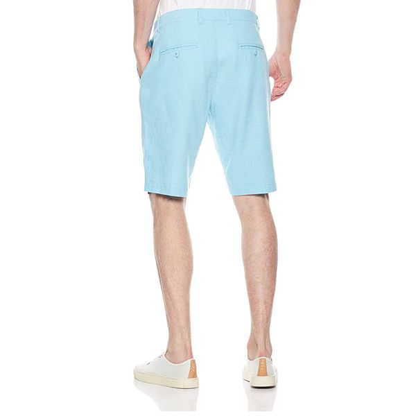 Easy Care Breathable 48% Linen Black Viscose Shorts Men'S Flat Front Shorts