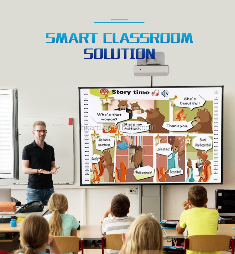iBoard Factory Digital Smart Whiteboard Aluminum Frame Nano Ceramic Surface For Classroom Teaching Touch Panel Interactive Whiteboard