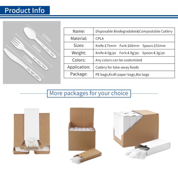 OEM ODM Eco Friendly Disposable Cutlery Kit Biodegradable Compostable