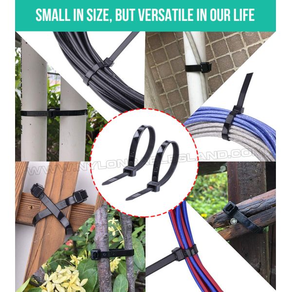 Plastic Tie Wrap 7.6x300mm Heavy-Duty Cable Tie, Ø8-80mm Adjustable Nylon (PA) 6.6 Zip Tie c/w 130lbs or 157lbs Strength for Construction