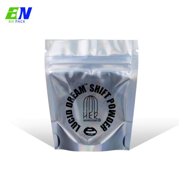 Clear Front Holographic Mylar Bag Resealable Food Stand Up Pouch
