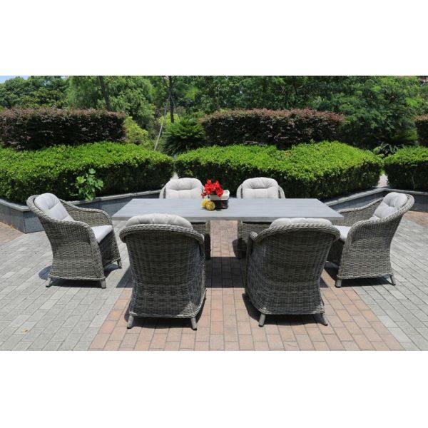 Water Proof Garden Outdoor Furniture Brushed Aluminum Table Patio Restaurant Dining Set
