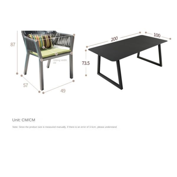 Outdoor Furniture Rattan Chair and Aluminum Dining Table for Restaurant Outdoor Dining
