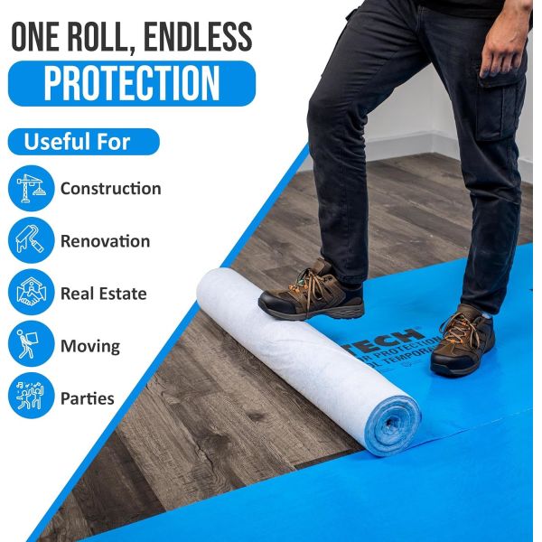 Temporary Floor Protection Fleece Felt Roll Tear Resistant 180g 300 Sqft