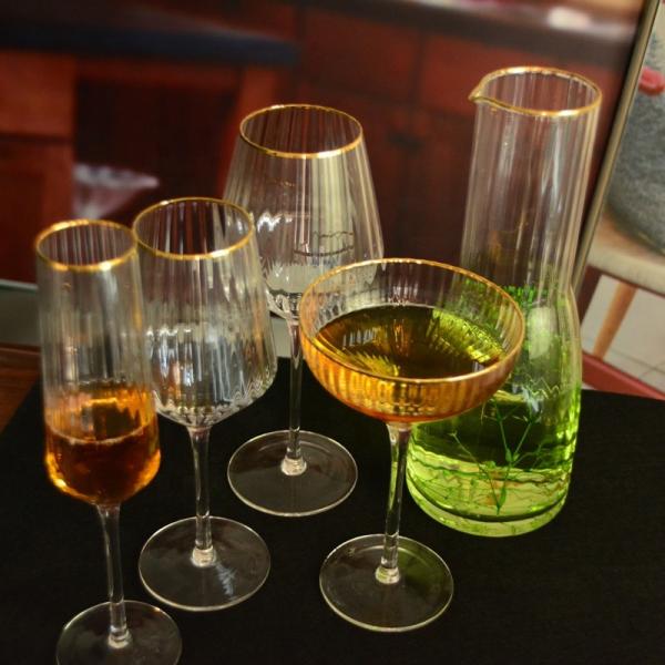 Personalize vidros de Rim Optical Stripes Crystal Cocktail do ouro