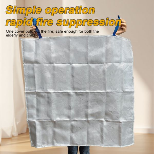 1.5m x 1.5m Fiberglass Fire Extinguisher Blanket Kitchen Emergency Flame Retardant Cover with Wall Mount Storage Bag