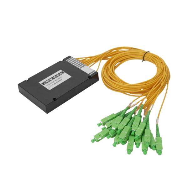 16CH CWDM Mux Demux モジュール モニターと拡張可能な設計 低挿入損失 LC UPC シングルファイバー ABS ボックス 高密度ネットワークソリューション