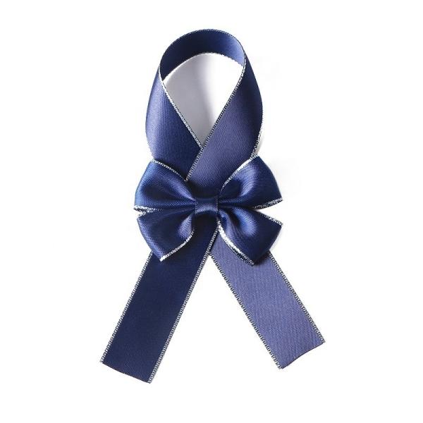 Gift Decoration Blue Satin Ribbon Bow Pre Tied with Elastic Loop Custom Sample