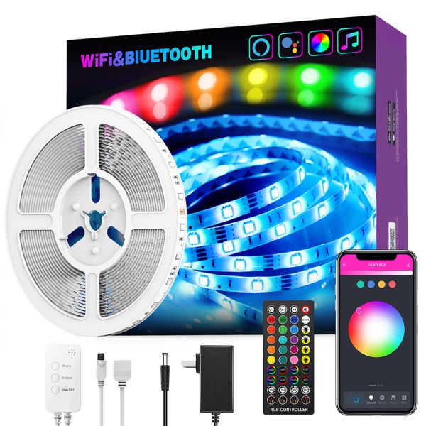 LED Light Strips Bluetooth WIFI Controller Flexible RGB 5050 Decoration BackLight Lamp Night light Luminous String For Bedroom