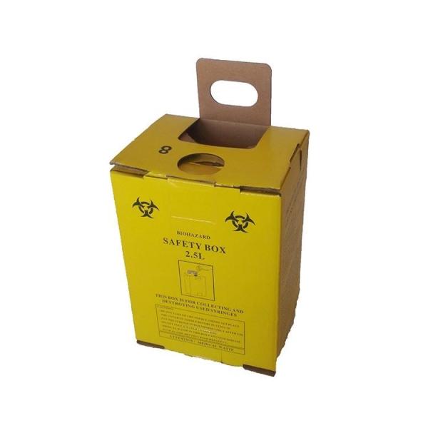 2.5L Safety box, Disposable Medical Cardboard Safety Box, Safety Box For Syringe,Needles and sharps, 2.5 Liters