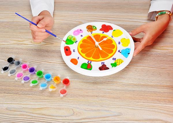 Fruit Style Arts And Crafts Toys Set DIY Painting Plaster Craft Clock Real Movement