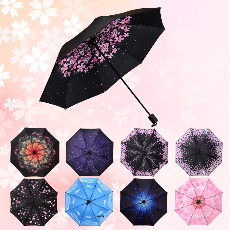 Three-folding Manual Control Plastic Umbrella with Three-folding Pattern