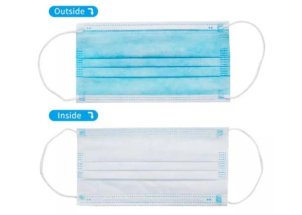 Customized Color Non Woven Face Mask , Single Use Face Mask Earloop 3 Ply