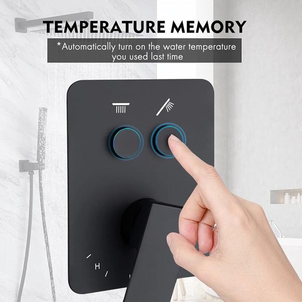 OEM ODM 12 Inch square waterfall cabezal de ducha shower bathroom mixer set black column shower head