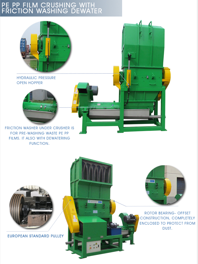 Dia 550mm 55kw Waste Plastic Crushing Machine For Shopping Bag