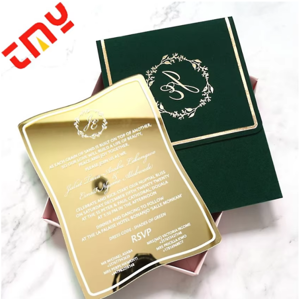 Custom Personalized Wedding Invitation Card Luxury Gold Laser Cut Design For Formal Weddings