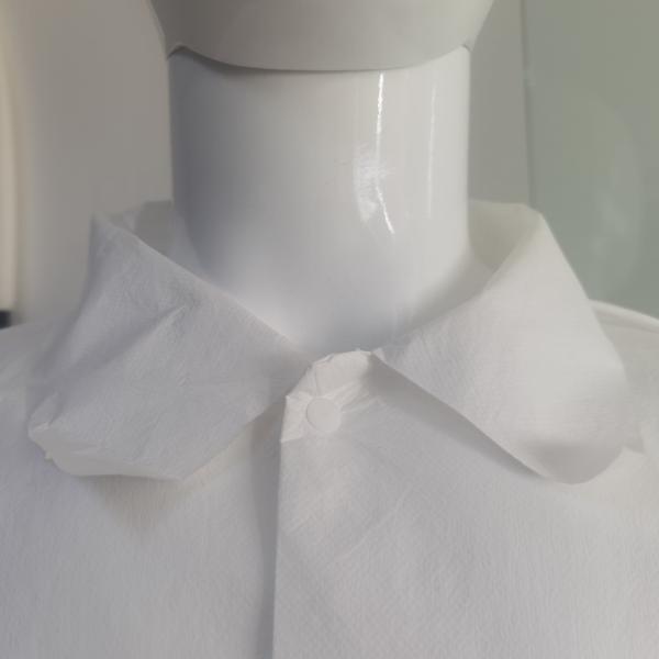 400 Micro-Porous Tyvek White Lab Coat with No Pockets Elastic Wrists and Snap Front