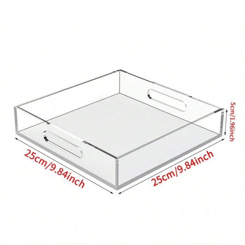 Square Acrylic Storage Tray 25×25cm for Cosmetics Jewelry Accessories Organization
