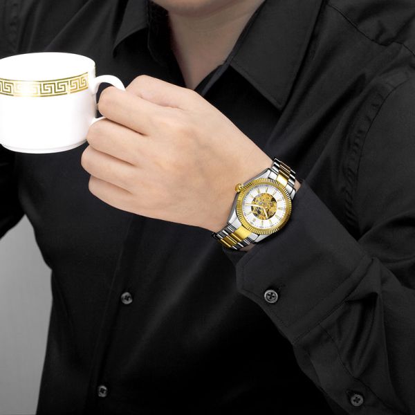 Одобренный КЭ покрытый золотом РОХС наручных часов популярных автоматических людей