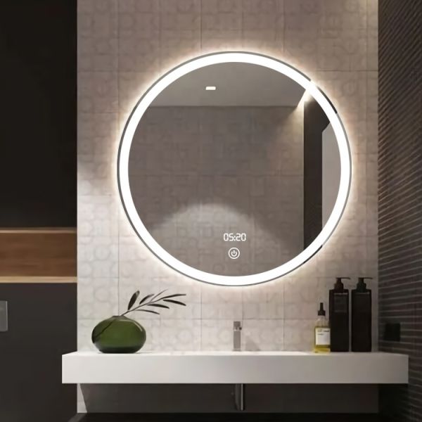 Silver Waterproof Bathroom Mirror Wall Mounted 5mm Frosted Edge Bathroom Mirror