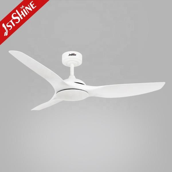 Ventilador de teto de controle remoto inteligente de 52 polegadas lâminas de plástico branco para casa moderna inteligente