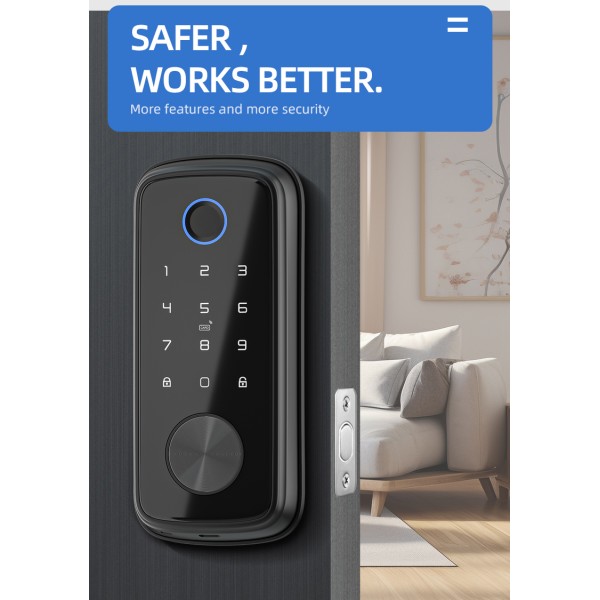 YAGU Hot Selling Supplier Deadbolt Door Lock Ttlock Tuya Smart Locks for Front Door Wi-Fi Keyless Smart Digital Door Lock