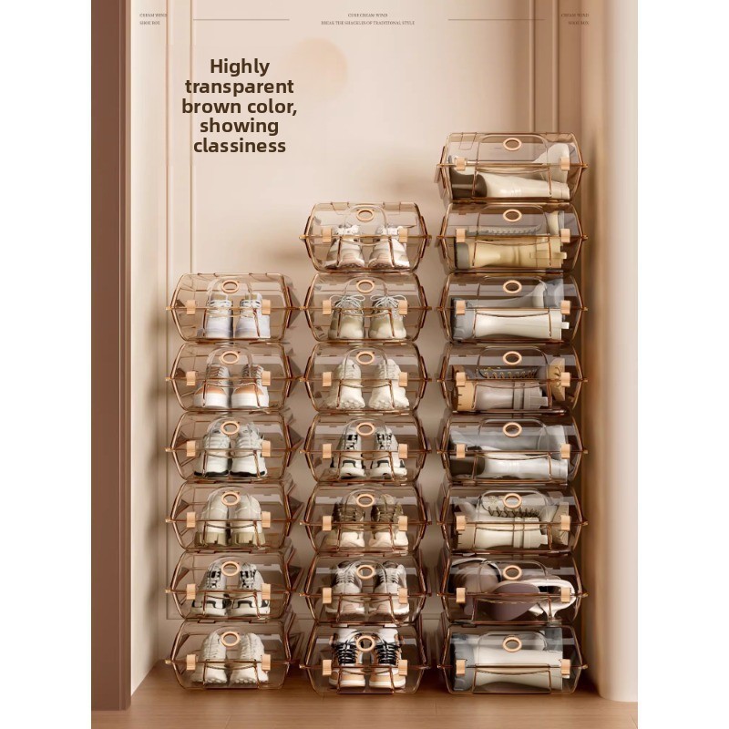 Minimalist Clear Plastic Shoe Box Dustproof Space Saving Storage Organizer for Closet Wardrobe Durable