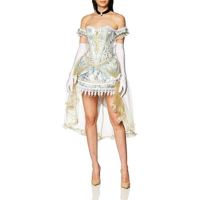 Vestido de corte europeu e americano de cauda de pombo de um ombro para festa vintage