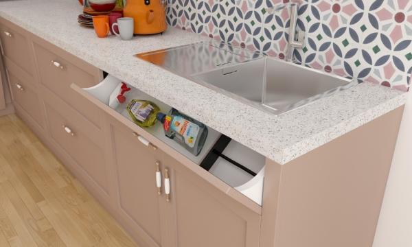 18mm Wood Island Kitchen Cabinets With Painted Island And Cultery Drawer SGS