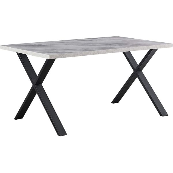 X Shaped Frame Legs for Black Industrial Rustic Metal Dining Table in Office Interior