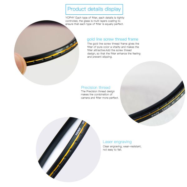 Fashion Black CPL Polarizer Filter With OEM Size Aviation Aluminum Alloy