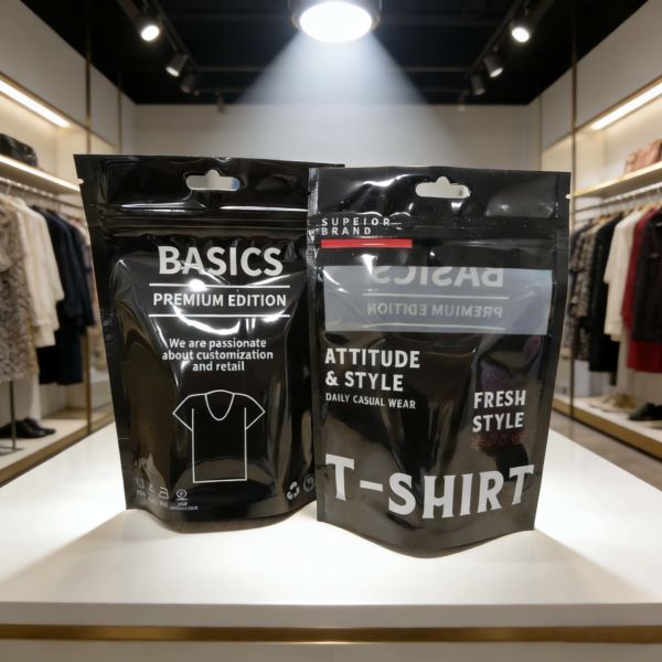 Children's Clothing Environmentally Friendly Degradable Customized Logo Apparel Packaging Plastic Bag for T-shirt Underwear Socks