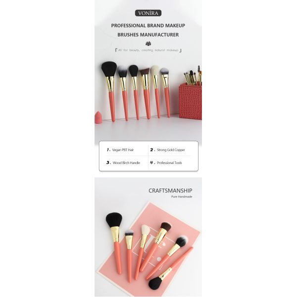 Vonira Handmade Synthetic Makeup Brushes Set Professional 15 Pieces