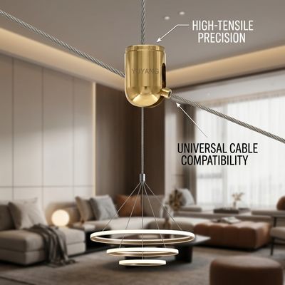 Brass Side Exit Suspension Cable Gripper 1-1.5mm Self Locking for Ceiling Light Pendant Hanging Kit