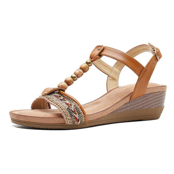 BS099 Shoes Women2020 Female Summer New Sandals Rome Plus Size Sandals Retro Beaded Bohemian Sandals