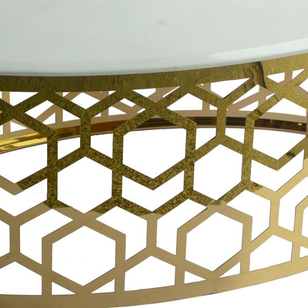 Luxury Oval Coffee Table Stainless Stain frame Artificial Marble Top for Living Room