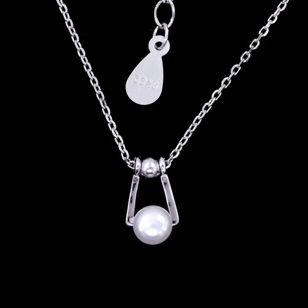 Lucky Silver Pearl Necklace Pure 925 With Horseshoe U Shape Items