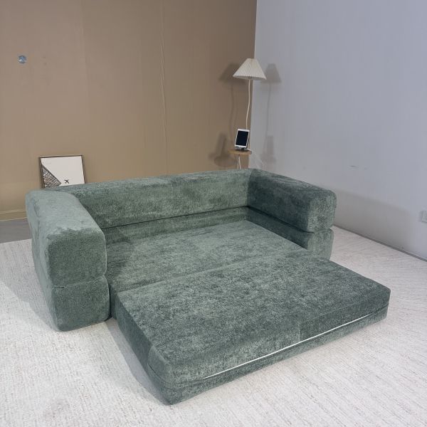 Modern High Density Reclining Leisure Convertible Modular Sofa Bed Eco-Friendly Tufted Back Folding Compressed Design for Living