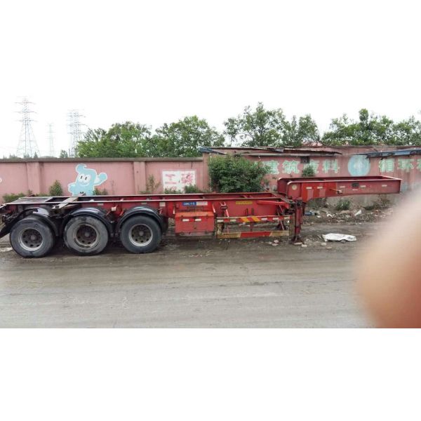 Large Scale Used Truck Trailers , Container Transport Skeleton Flatbed Semi Trailer