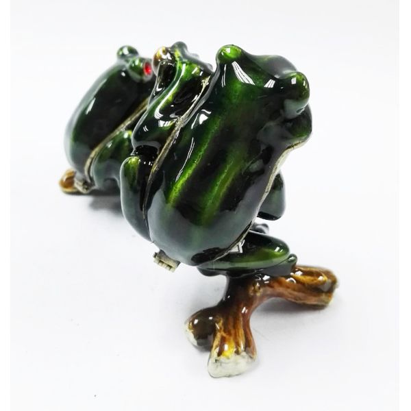 Cute frog metal rhinestone box wholesale frog jewelry boxes custom jewelry boxes