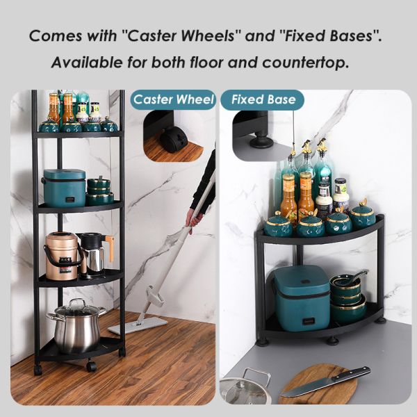 4 Layers Freestanding Kitchen Rack Stainless Steel Waterproof Easy Assembly