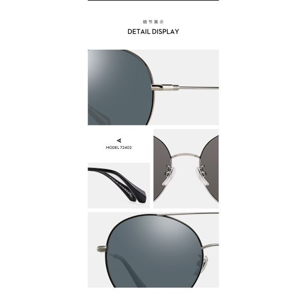 Grey Blue Gold Designer Polarized Sunglasses , Metal Polarized Sunglasses Durable