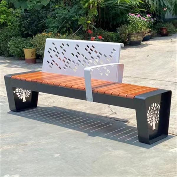 Galvanized Steel Outdoor Metal Bench With Knocked Down Backrest